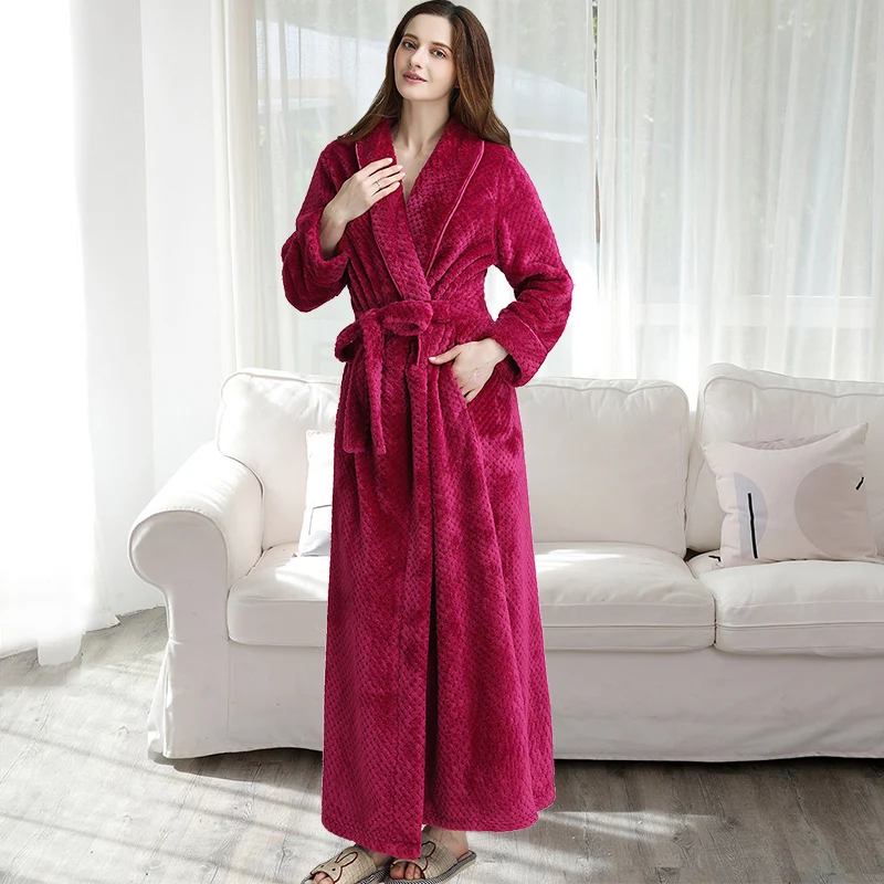 Rose Women Женский и мужской зимний удлиненный теплый халат, роскошный толстый фланелевый банный халат в клетку, мягкий термо халат, сексуальный халат для подружек невесты - Цвет: Rose Women