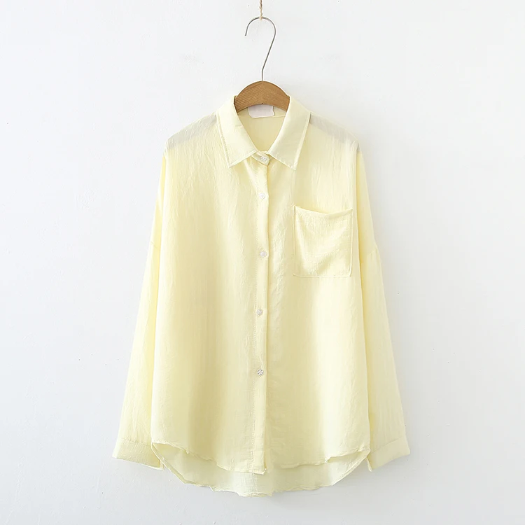

Women's Blouses Chiffon Polo Shirts Casual Shirt Plus Size Loose Top Print Tops Solid Long Sleeve Summer Lady Blouse Houthion
