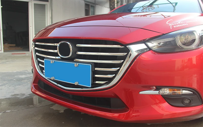 Передняя решетка крышка планки для Mazda 3 M3 Axela 2017 2018 ABS Хром гоночная отделка