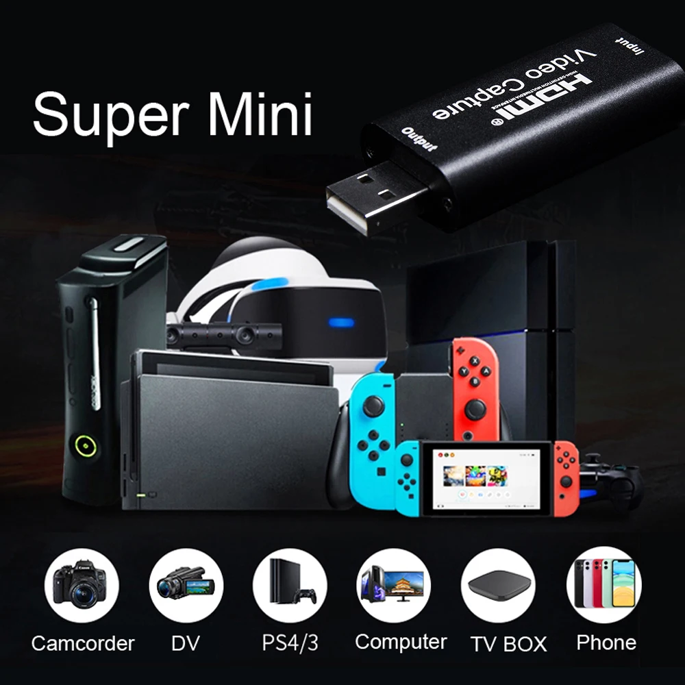 Новая видеокарта HDMI Карта видеозахвата USB 2 0 Grabber рекордер 4K 1080P для PS4 игра DVD