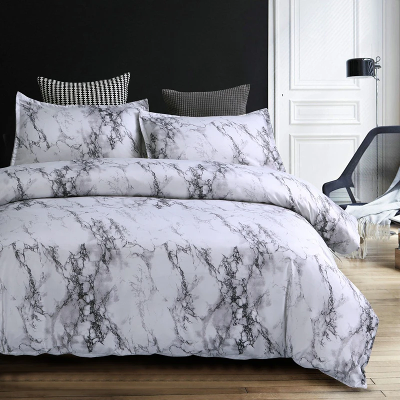 

3 Colors Marbled Duvet Cover Set Includes Duvet Cover With Pillowcases Without Filler Polyester Bedding Ins Hot