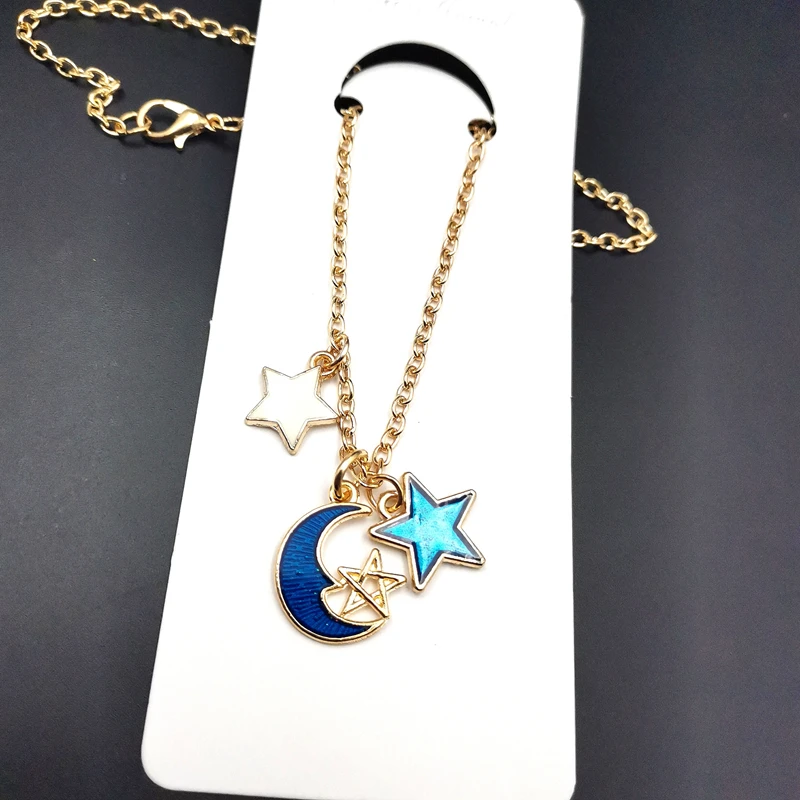 

Stars and Moon Simple Korean Wild Creative Purple Stars Moon KC Necklace Charm Women Necklace Jewelry Pendant Choker