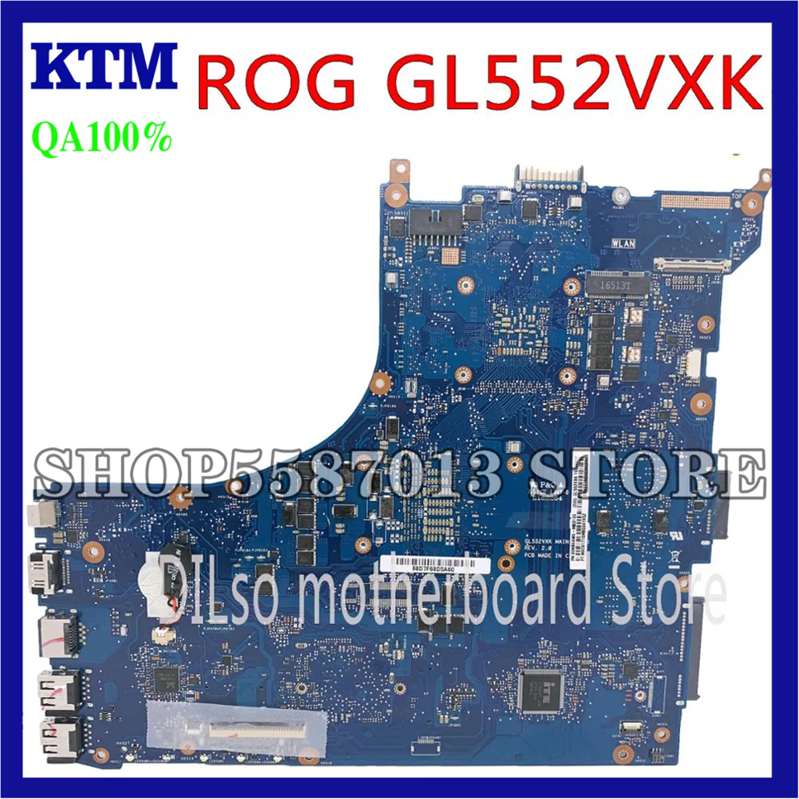 

KEFU GL552VXK Mainboard For ASUS GL552VX ZX50V GL552VW Laptop Motherboard I7-7700HQ GTX950M-4GB Test original Motherboard
