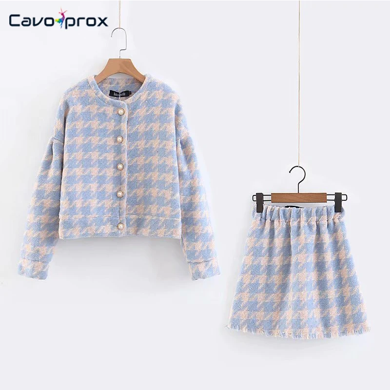 Отложной воротник однобортный выше колена мини-Женский комплект 2 шт. | Женская