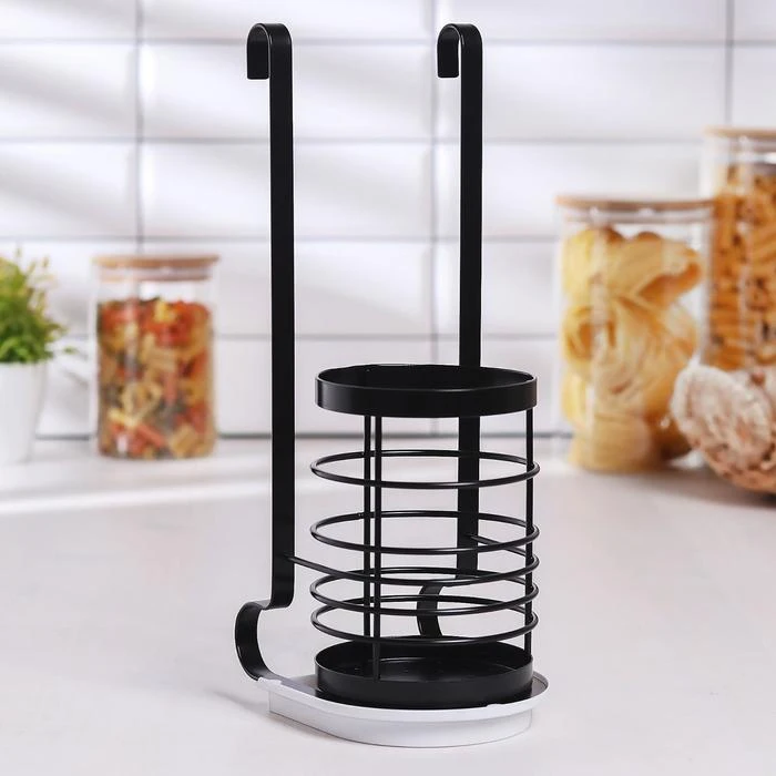 Подставка для столовых приборов на рейлинг цвет чёрный|Крючки и направляющие| |