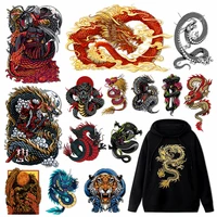 diy fashion heat transfer vinyl sticker hippie golden dragon patches for clothes applique iron on transfer on t shirt printing