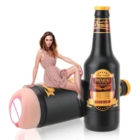 portable beer bottle sextoys manual male masturbator soft ora pussy real vagina erotic adult toy sex toys for men gift