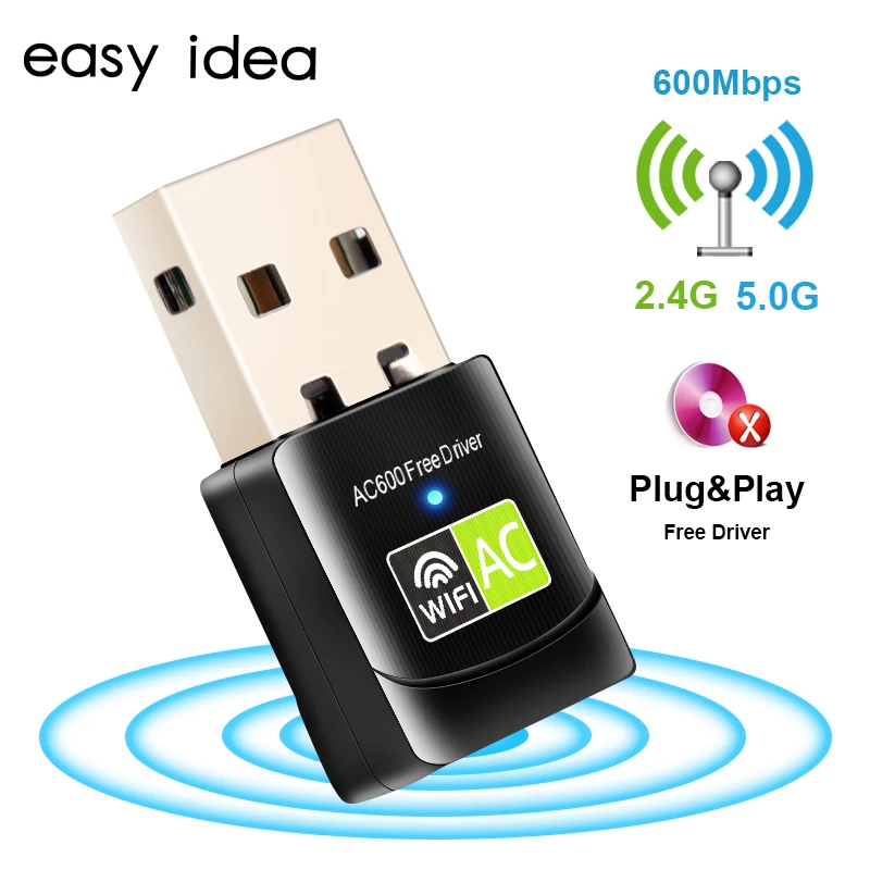 Беспроводной USB Wifi адаптер AC 600 Мбит/с Wi-fi адаптер 2,4G 5G сетевая карта антенна Wi fi приемник Lan USB Ethernet PC Wifi ключ