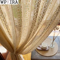 retro lace hollow crochet curtain for living room kithcen drape porch partition home decoration window hook s723d