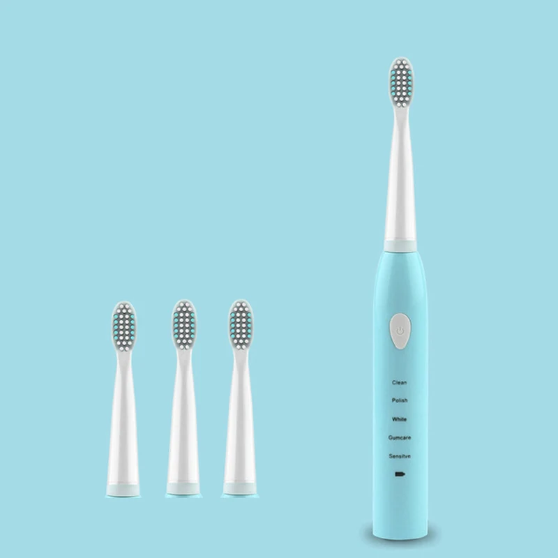 4 Pcs Brushhead Мощная ультра звуковая электрическая зубная щетка USB зарядка перезаряжаемая зубная щетка моющаяся электронная отбеливающая зубная щетка - Color: 4 Pcs Brushhead