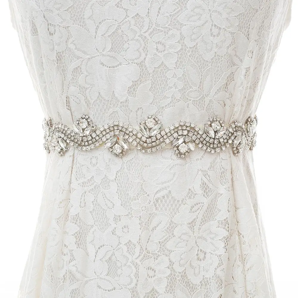 

Wedding Belt Hand Sliver Diamond Beaded Crystal Bridal Belt Rhinestones Wedding Sash Accessories J196S