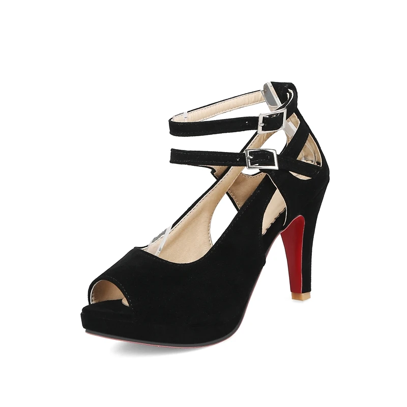 ENMAYER/босоножки из флока с открытым носком на платформе и высоком тонком каблуке