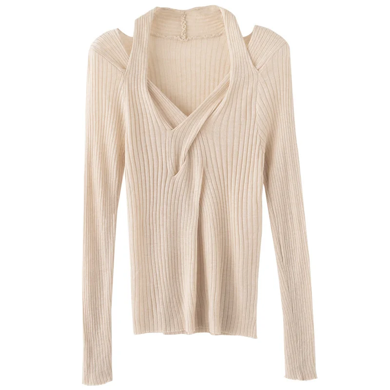 Сексуальная Базовая рубашка облегающий свитер с длинными рукавами | Женская