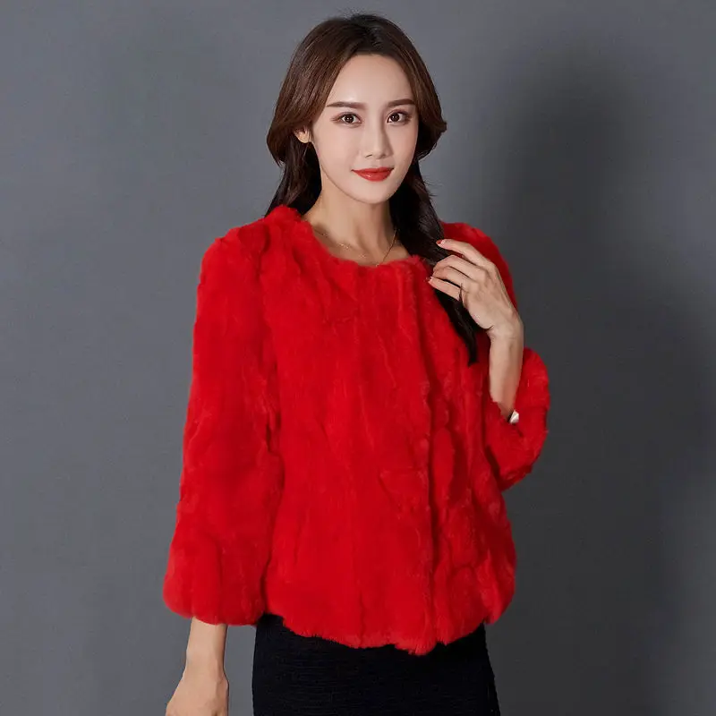 2023 Natural Fur Winter New Style Women's Clothing Leather Raccoon Fur Coat High Quality Fur Round Neck To Keep Warm Q218