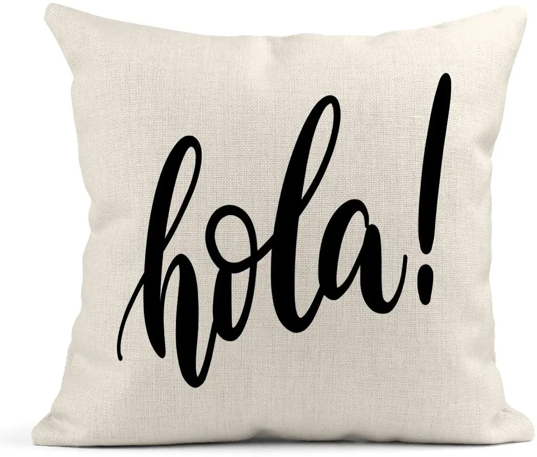 

Pillowcase Aloha Hola Word, suitable for black and white Spanish text Hello Phrase calligraphy cover home decoration pillowcase
