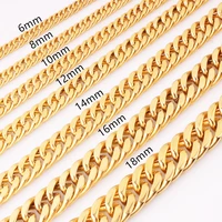 cool hip hop men women gold color 316l stainless steel curb cuban link chain necklace basic strong jewelry gift 7 40inch