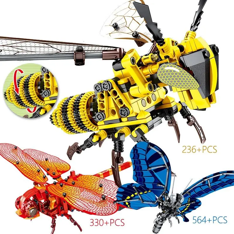 Имитация насекомых бабочка пчела Красный модель Стрекоза строительные блоки