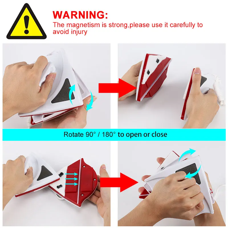 1pcs Magnetic Window Wiper Glass Cleaner Brush Tool Double Side 3-30mm For Washing Household Cleaning |