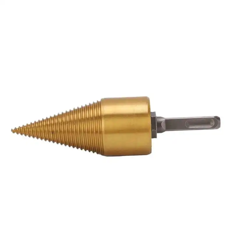

Woodworking Hand Tool Sets Firewood Splitter Wood Cone Punch Drill Bit Shank Ti‑Plating Split Tool 42mm L Power