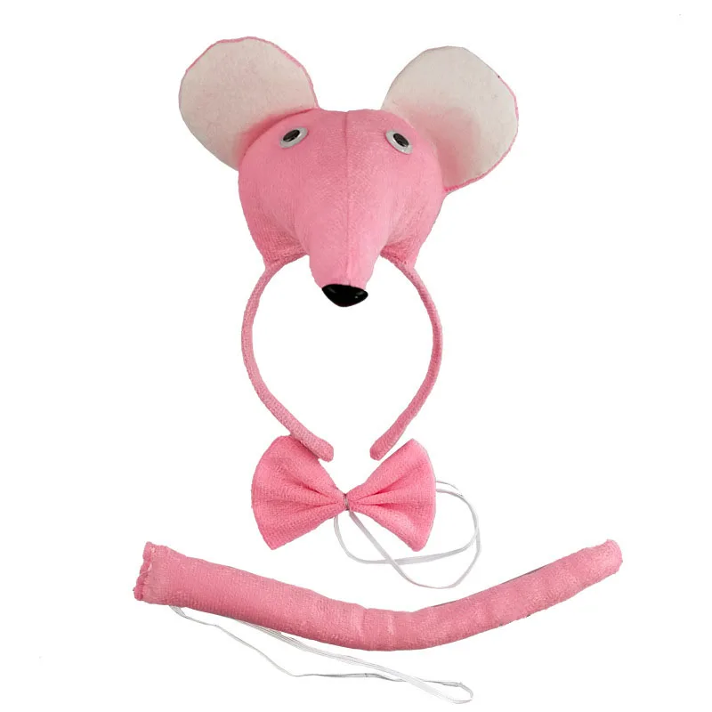 Halloween white grey pink Rat Mouse Headband Tail Animal Costume Cosplay Performance Accessories Children Birthday Party prop |