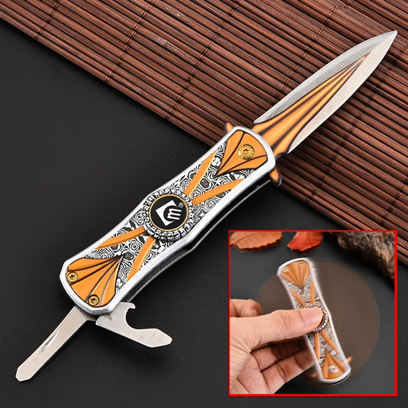 Новый 58HRC Гироскопический складной нож для улицы карманный Дамасские Ножи ручной