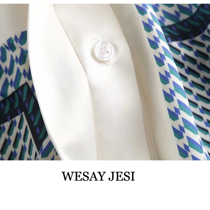 

WESAI JESI Women's Shirts New Fashion 2021 Spring And Summer Vintage Striped Blouse Lapel Long Sleeve Office Lady Chic Tops