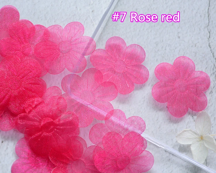 7 Rose red 100 шт прозрачные снежные пряжа цветок аксессуары ручной работы свадебная вуаль декоративные тюлевые цветы платье материал для изготовления RS2635 - Цвет: 7 Rose red