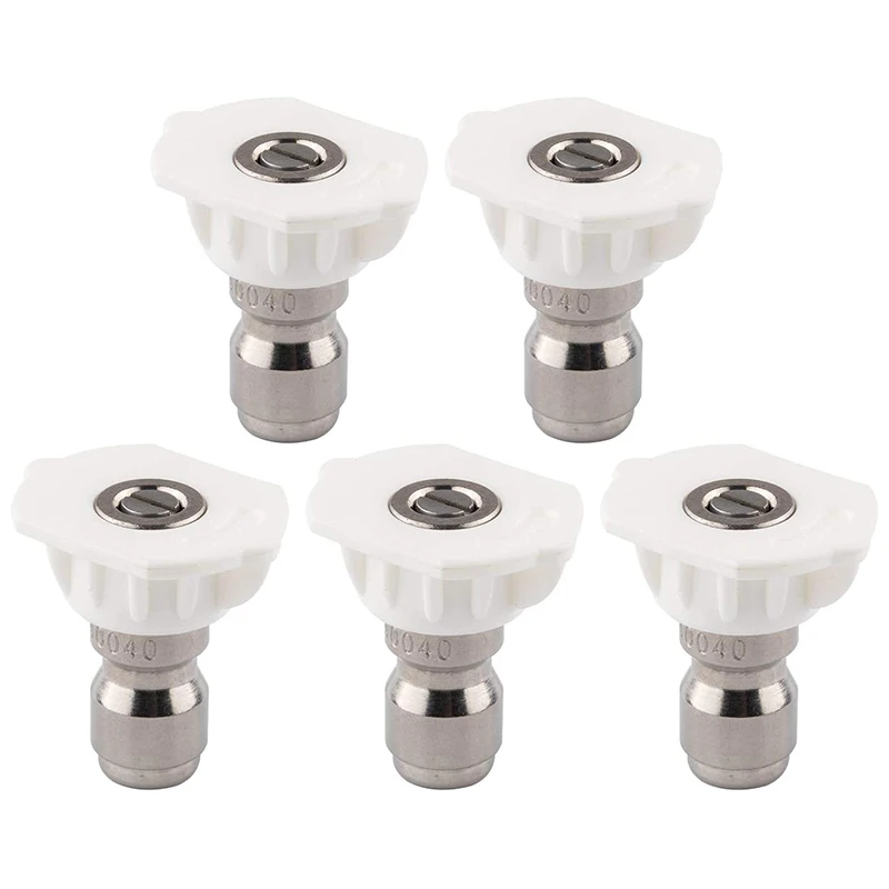 

CS-1040 40-Degree Spray Tips with 1/4 Inch Quick Connect Fitting, 4.0 Orifice and Pressure Washer Rated 6200 PSI, 5-Pack