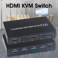 hdmi kvm switch 2 ports for 2 computers share one monitor keyboard mouse printer 4k 30hz