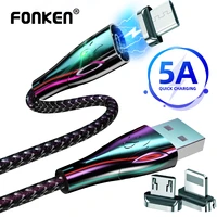 fonken magnetic charge type c cable magnet charger cable micro usb cable mobile phone charging cord for iphone magentic cable