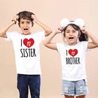 I Love My Sister BrotherДетские одинаковые футболки топы для мальчиков и девочек, летняя рубашка с короткими рукавами для малышей Повседневная Детская семейная футболка