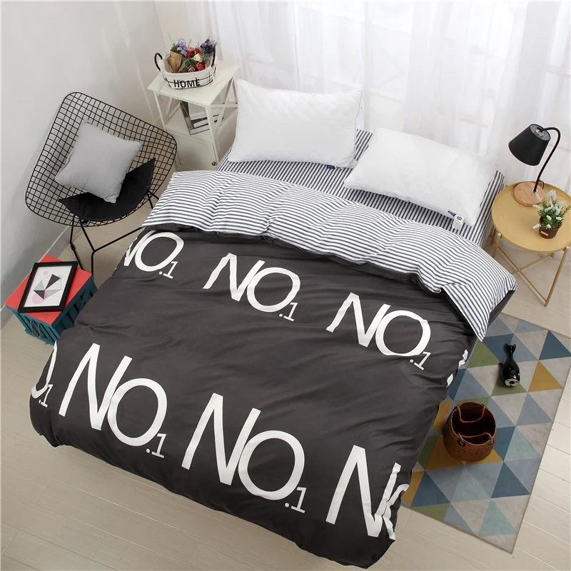 

The Letter No 1 Printed Black Duvet Cover Quilt Cover Comforter Case 150x200cm 180x220cm 200x230cm 220x240cm Bedclothes Textile