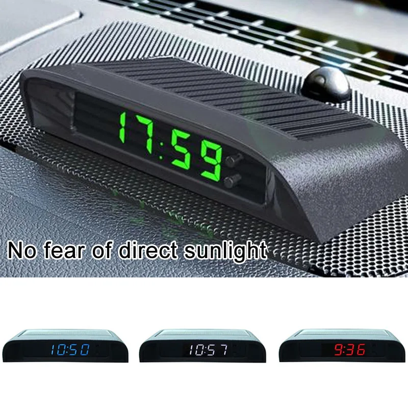 Автомобильные часы цифровые с питанием от солнечной батареи и встроенным