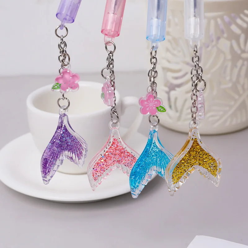 

20pcs Creative Fishtail Sequin Neutral Pen Net Red Girl Heart Pendant Signature Pen Student Stationery Pens Office Wholesale