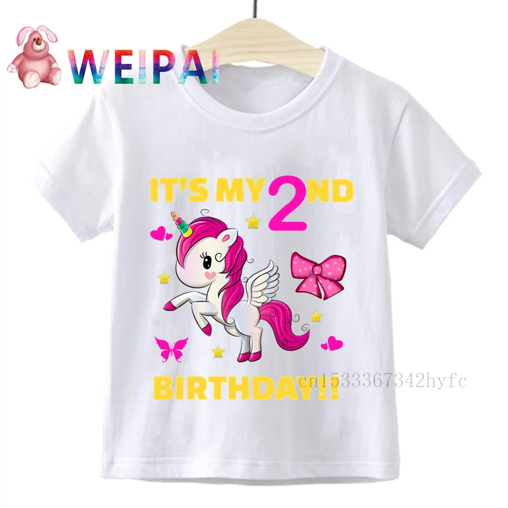 Детская футболка с надписью It Is My 1 2 3 4 5 Birthday Unicorn Number для детей 1-9 лет Подарочная