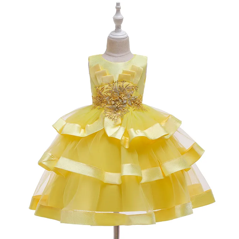 Flower Girls Dresses for Birthday Party Clothes Lace Pageant Baby Girls Sleeveless Princess Wedding Children Prom Gowns