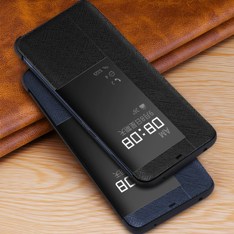 

Luxury For Huawei Mate 20 RS Porsche Design Case Genuine Leather View Display Window Smart Flip Case For Huawei Mate 20 RS Cover