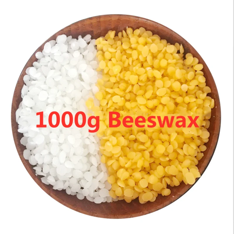 Cera de abeja Natural pura de 1000g, suministros para fabricación de velas 100% sin cera de soja añadida, pintalabios, Material para manualidades, cera de abeja amarilla y blanca
