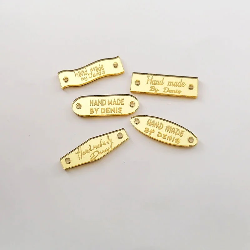Description Picture 2 of itemLaser Engraved Mirror Handmade Labels 30 Tags Clothes Garment Acrylic Mirror Gold Hand Made Jeans Bags Shoes DIY Sewing Supplies
