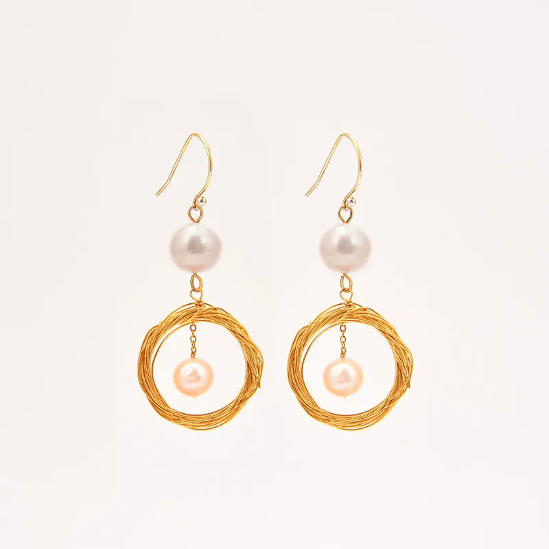 

Sl Oksana Handmade 14k Gold Plate Brass Natural Irregular Baroque Pearl Drop Earrings Stud Popular Fashion Jewelry Women Gift