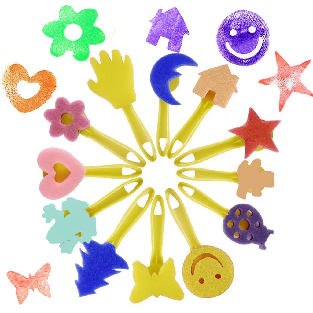 

Paint sponges For Kids 29pcs Of Fun Paint Brushes+1 pc Waterproof Art Smock For Toddlers Early Education Learning Toy