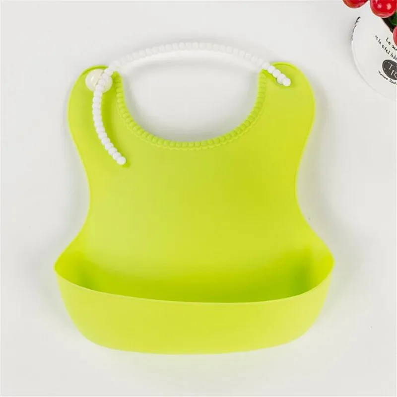 Light Green Однотонные силиконовые нагрудники для кормления младенцев детский нагрудник водонепроницаемый мягкий передник для кормления - Цвет: Light Green