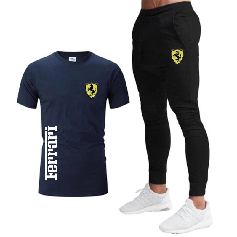

2021 Ferrari men's sports sports men's casual round neck pants T-shirt 2021 summer hot new products