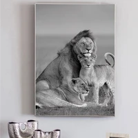 african lions family black and white canvas art posters and prints animals canvas paintings on the wall art pictures home decor