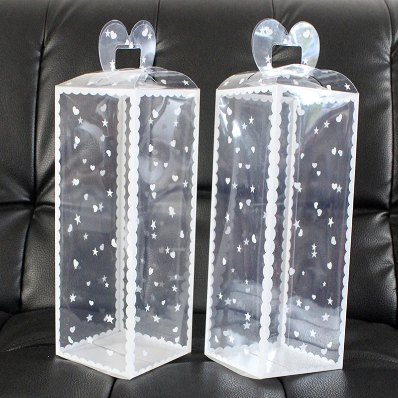 Transparent Flower Handle Box Waterproof Packaging Bags Folding Handbag Hanging Gift |
