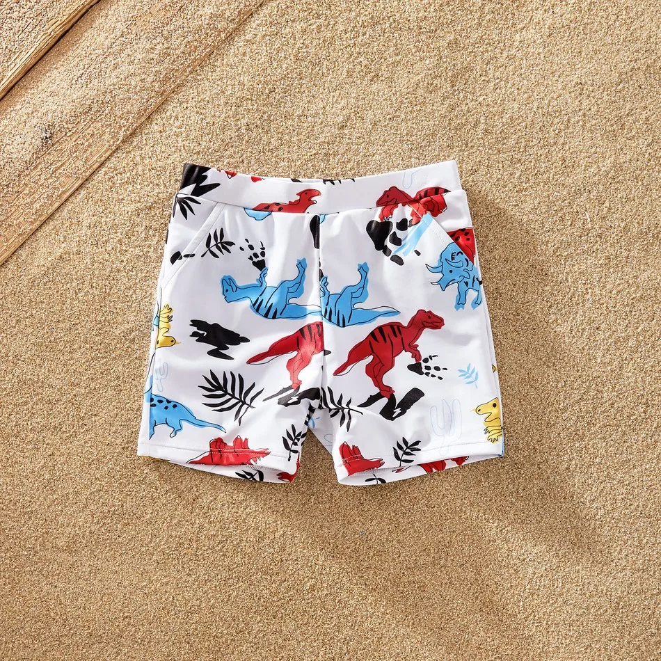 New Summer Cute Cartoon Dinosaur Print Family Matching Swimsuits Family ...