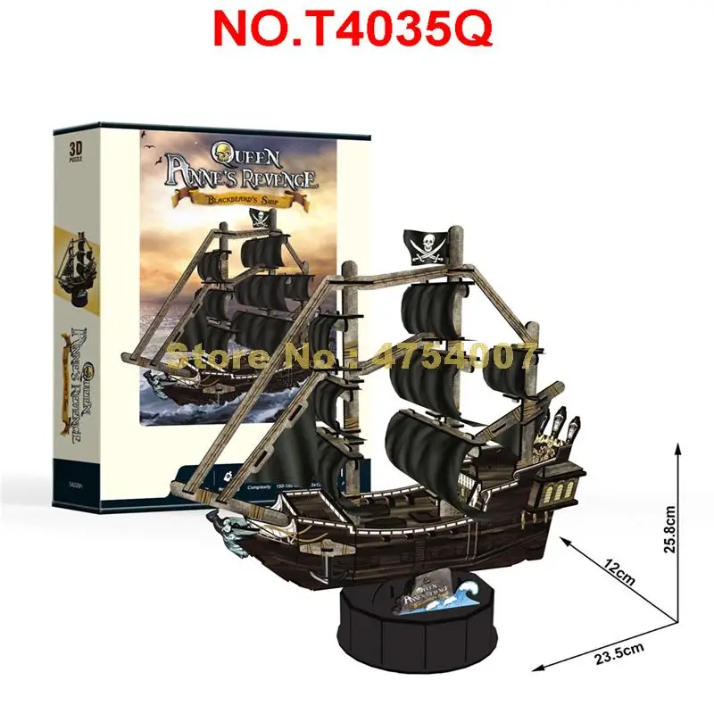 100 шт anne's revenge черный жемчуг корабль diy 3d бумажная головоломка модель