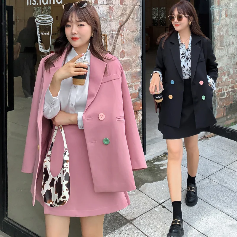 

Осеннее платье большого размера, новинка, легкий роскошный маленький костюм в Корейском стиле, костюм из двух частей, Одежда большого разме...