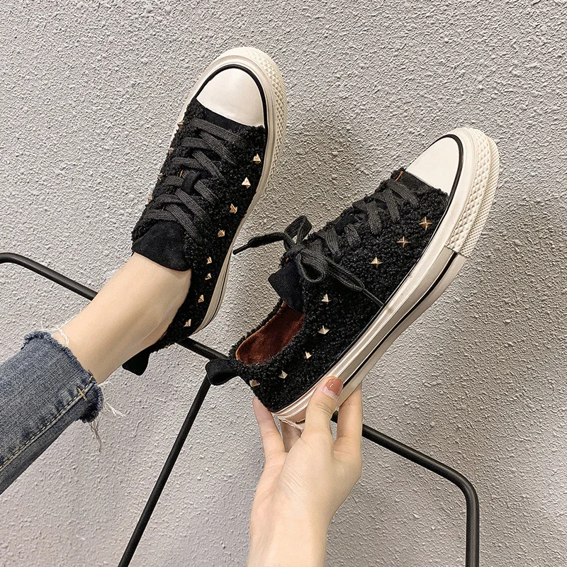 Акция женская обувь новинка 2019 Женская парусиновая Студенческая теплая