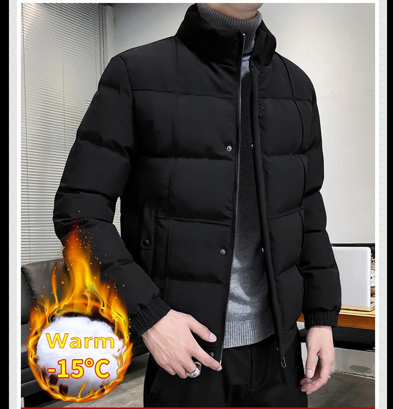 Men's Winter Short Cotton-padded Clothes 2021 New Trend Warm Coat  Feece And Thick Bread Wear Cargo Sportswear